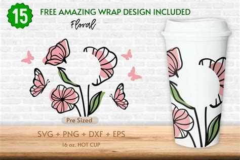 Oz Flower With Butterfly Starbucks Hot Cup Svg