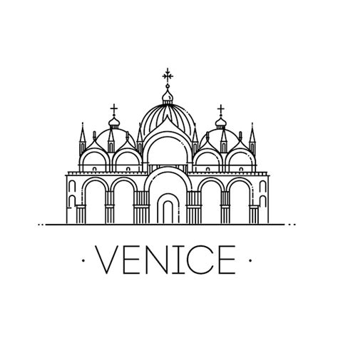 Ilustración de línea vectorial de la basílica de san marcos basílica de