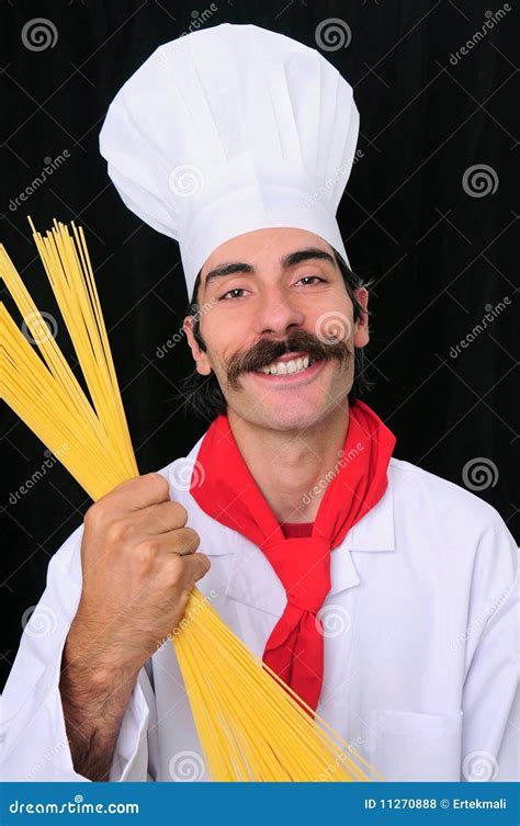 Chef Smiling And Holding Spaghetti Stock Photo Image 11270888