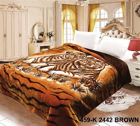 Brown Tiger Reversible Thick Heavy Winter Warm Soft Mink King Size Blanket 10 Lb