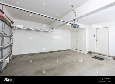 Clean empty two car garage interior in a modern suburban home Stock ...