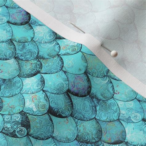 Small Light Teal Mermaid Or Dragon Fabric Spoonflower