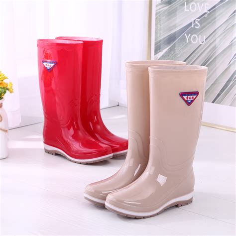 Rain Boots Womens High Tube Rain Boots Mid Tube Water Boots Water Shoes Plus Velvet Non Slip