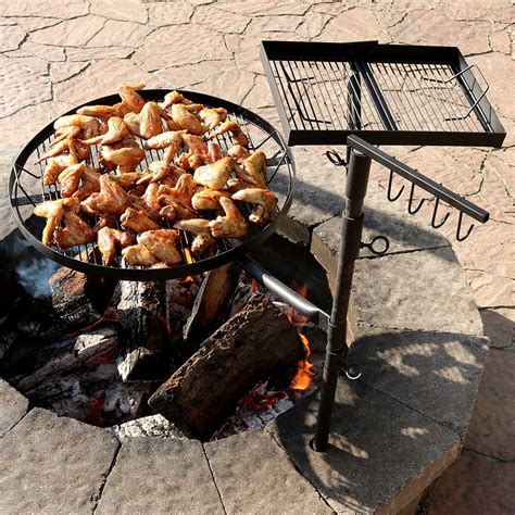 Sunnydaze Cooking Grate Heavy Duty Black Steel Dual Fire Pit Campfire