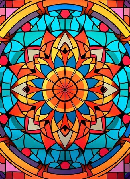 Premium Ai Image A Colorful Stained Glass Design With A Circular Design Generative Ai