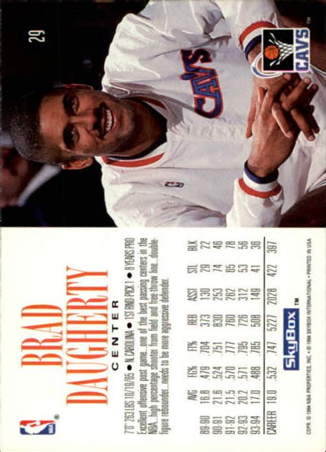 1994 95 SkyBox Premium 29 Brad Daugherty NM MT