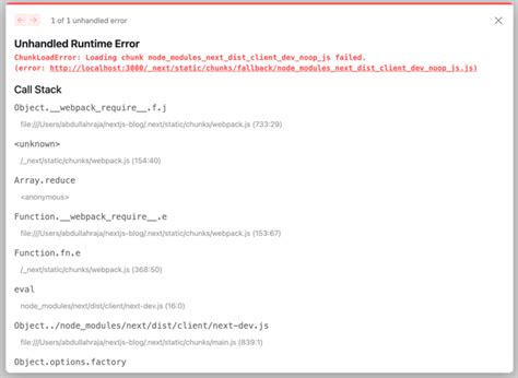 Javascript Chunkloaderror Loading Chunk Node Modules Next Dist