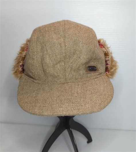 Duluth Trading Co Womens Large Fair Isle Faux Fur Ear Flap Hat Brown