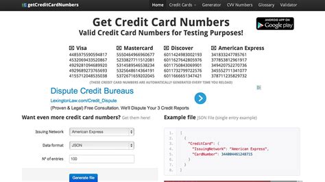 GetCreditCardNumbers Generates Real Numbers For Use In Free Trials