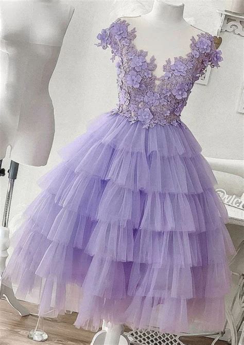 A Line V Neck Tulle Short Mini Homecoming Dress With Appliqued