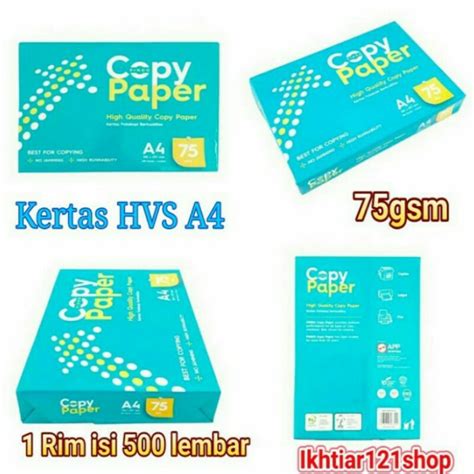 Jual 1 Rim Kertas Hvs A4 75gsm Isi 500 Lembar Warna Putih Shopee