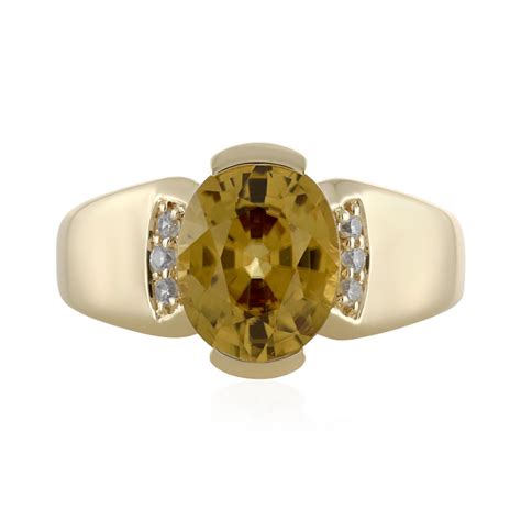 Strahlender Tansanischer Gelber Zirkon K Gold Ring Ct