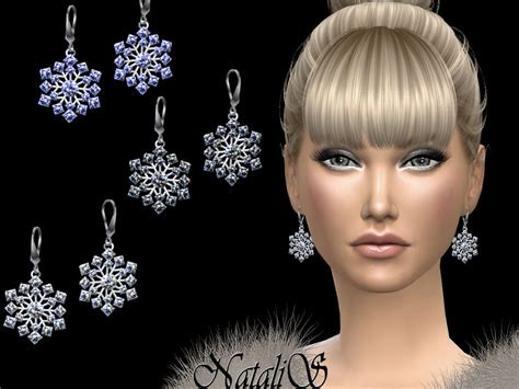 The Sims Resource Natalis Sparkling Snowflake Earrings