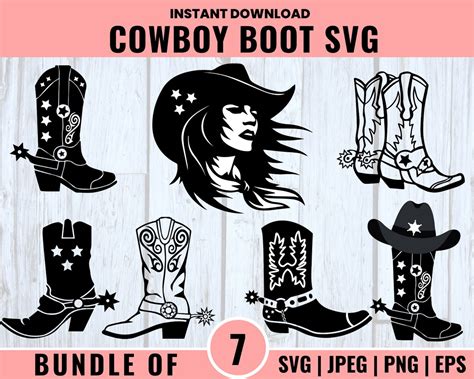 Cowboy Boot And Hat Svg Bundle Cowgirl Boots Svg Western Boots Svg Country Boots Svg Etsy