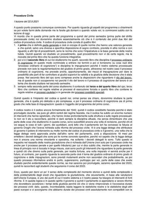 1 Proc Civile 1 Lezione Pdf Procedura Civile I Lezione Del 22 A