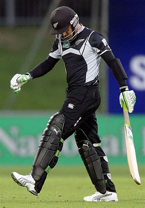 Brendon McCullum walks back frustrated after getting out for a duck ...