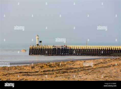 Belgian North Sea Coast Beach Pier Stock Photo Alamy