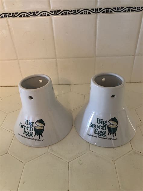 Lot Of 2 The Big Green Egg Ceramic Vertical Sittin Chicken Roaster