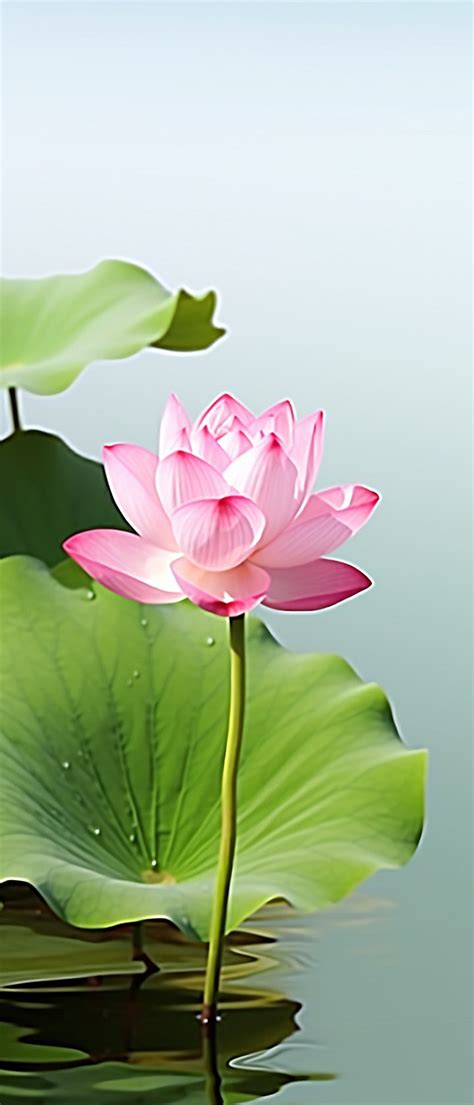 Pink Flower With Leaves Lotus Flower Background Wallpaper Image For