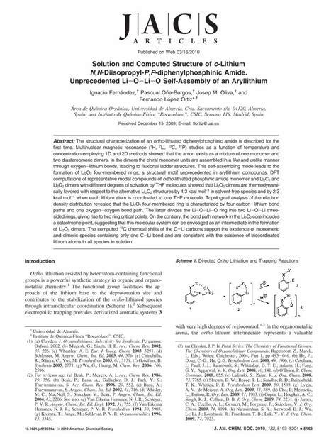 (PDF) Solution and Computed Structure of o -Lithium N , N -Diisopropyl- P , P ...