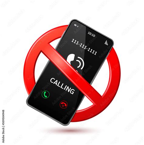 No Calling Mobile Phone With Prohibition Sign Red Isolated On White