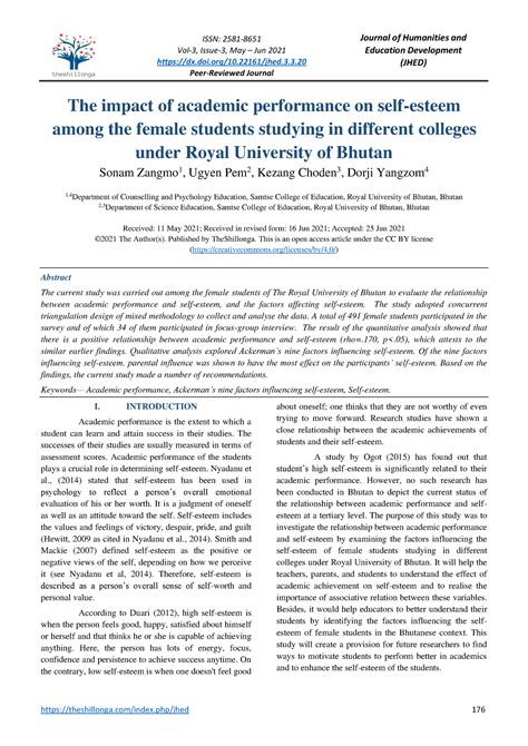 The Impact Of Academic Performance On Self Esteem Issn Vol