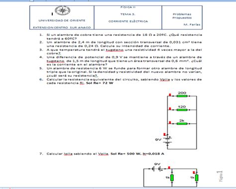 Algo mas que FÍSICA FISICA II PROBLEMAS PROPUESTOS DE CORRIENTE