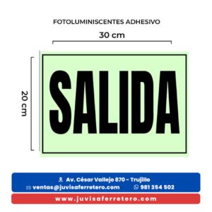 SEÑAL SALIDA VINIL FOTOLUMINISCENTE ADHESIVO 20X30 cm JUVISA