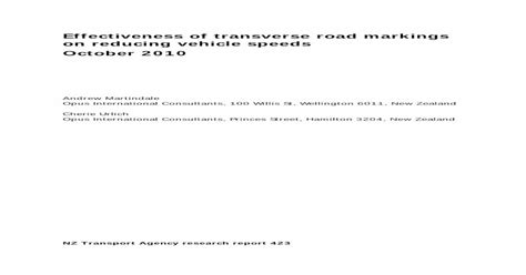 Pdf Rr 423 Effectiveness Of Transverse Road Markings On · Pdf
