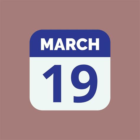 March 19 Calendar Date 23393925 Vector Art at Vecteezy