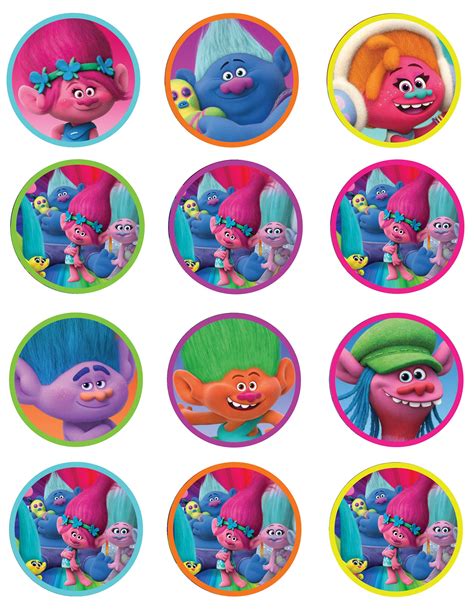 Trolls Cupcake Toppers Trolls Birthday Instant Download Etsy