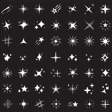 Estrellas Brillantes Pintadas A Mano En Estilo Blanco Y Negro Vector