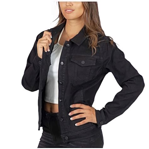 Ripley Chaqueta Mezclilla Clasic Woman Mujer Negra