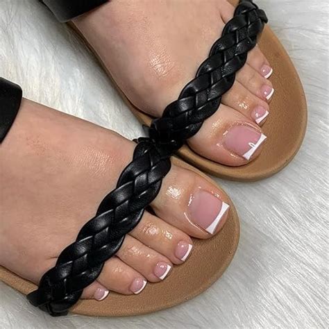 Amazon Short Square Press On Toenails French Tip Fake Toenails