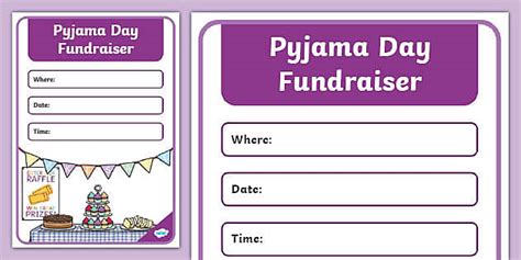 Pyjama Fundraising Day Cake Sale Poster Teacher Made