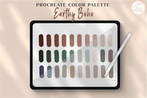 Boho Procreate Color Palette Muted Earthy Procreate Swatches By Olya