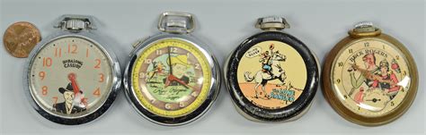 Lot 750 4 Vintage Pocket Watches Tv Heroes Case Auctions