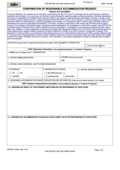 Fillable Confirmation Of Reasonable Accommodation Request Form