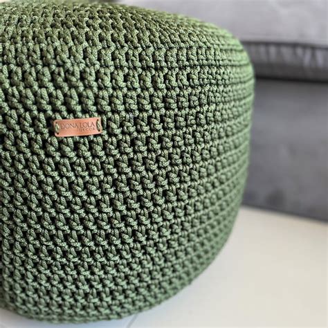 Puff Crochet 40x30cm Corda Nautica Diversas Cores Elo7