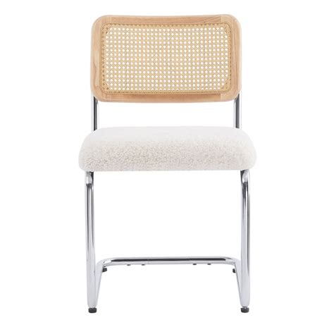 Lot De Chaises En M Tal Et Cannage Avec Assise En Bouclettes Blanc