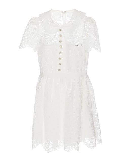 Self Portrait Lace Collar Mini Dress In White Modesens