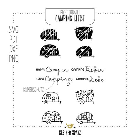 Plotterdatei Camping Liebe Camper Wohnwagen Urlaub Niedlich Svg Dxf Pdf