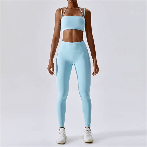 New Style Sexy Thin Straps Sports Bra Butt Lift Shorts Leggings Two