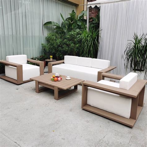 Patio Furniture Luxury Wicker Polyethylene Rattan Solid Teak Wood ...