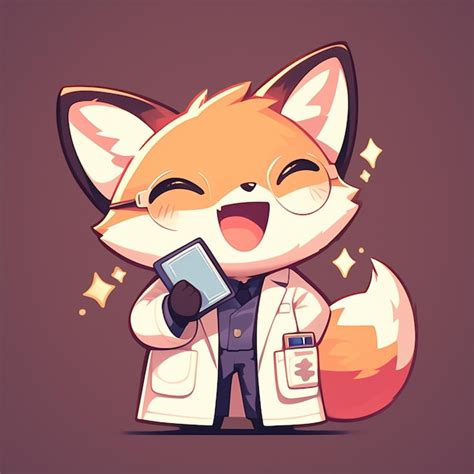 Premium Vector A Cunning Fox Doctor Cartoon Style