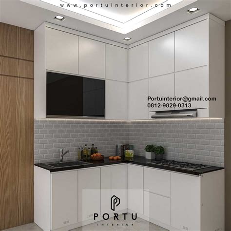 Kitchen Set Design Minimalis Putih Perumahan Villa Rizki Ilhami Kelapa