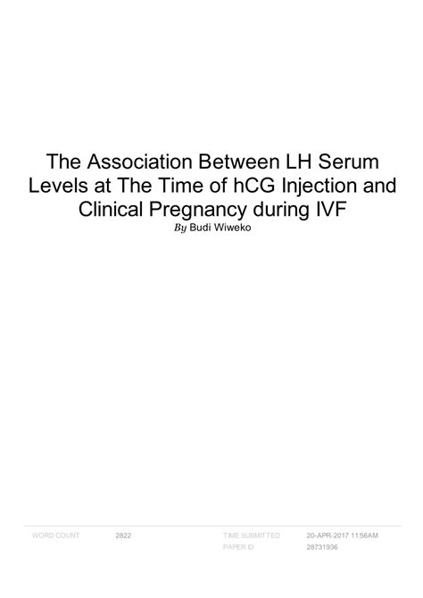 Pdf The Association Between Lh Serum Levels At The Time Of Hcg