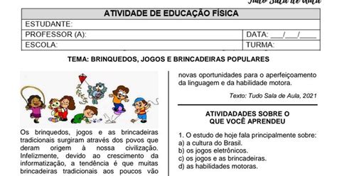 Plano De Aula Jogos E Brincadeiras Ano