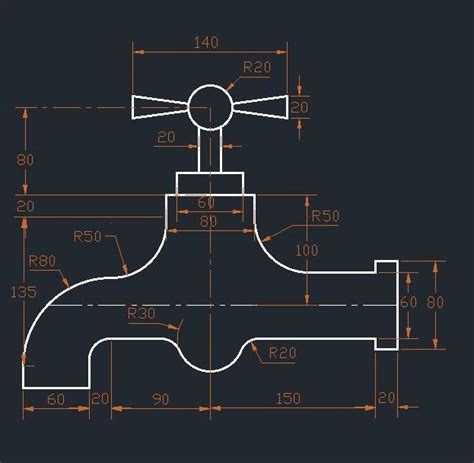 D Water Tap Design In Autocad With Dimensions