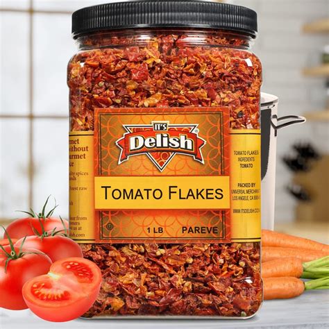 Premium Dried Tomato Flakes By Its Delish 16 OZ Jumbo Reusable